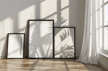 Framed Artwork in a Modern Home A Blend of Nature and Art Generative AI