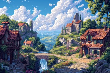 Naklejka premium Pixelated Panorama
