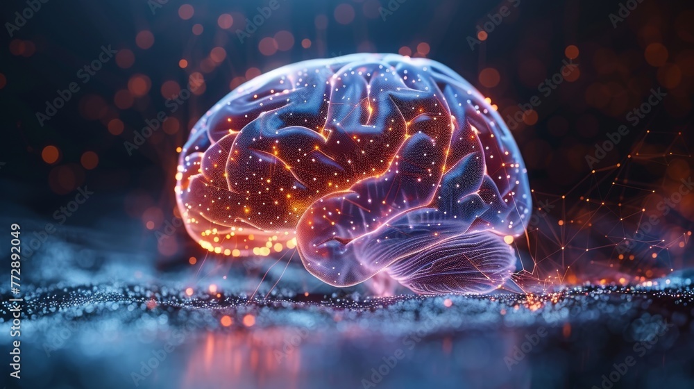Poster concept of artificial intelligence in the form of a graphic of a brain