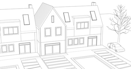 house architectural sketch 3d illustration	
