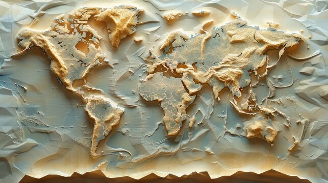 Decorative or infographic topographic world map