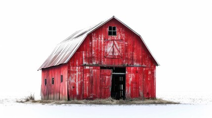 Traditional American Red Barn. Generative AI