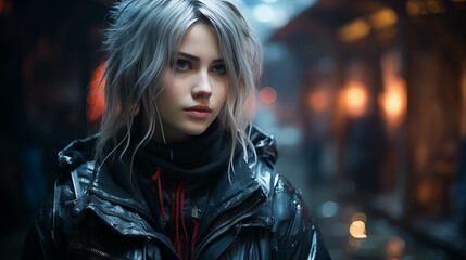 Image of a beautiful woman from imagination In the style of fantasy animation.