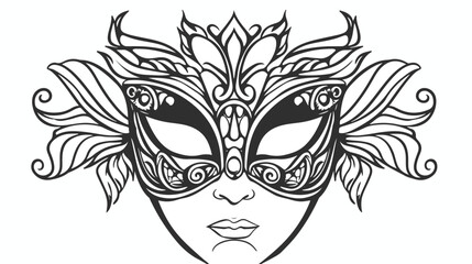 Black and white Mask drawing vector illustration