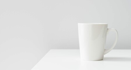Obraz na płótnie Canvas One White Ceramic Cups Table