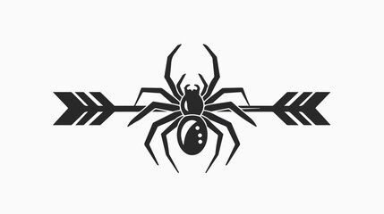 Black spider icon with an arrow symbol. Vector