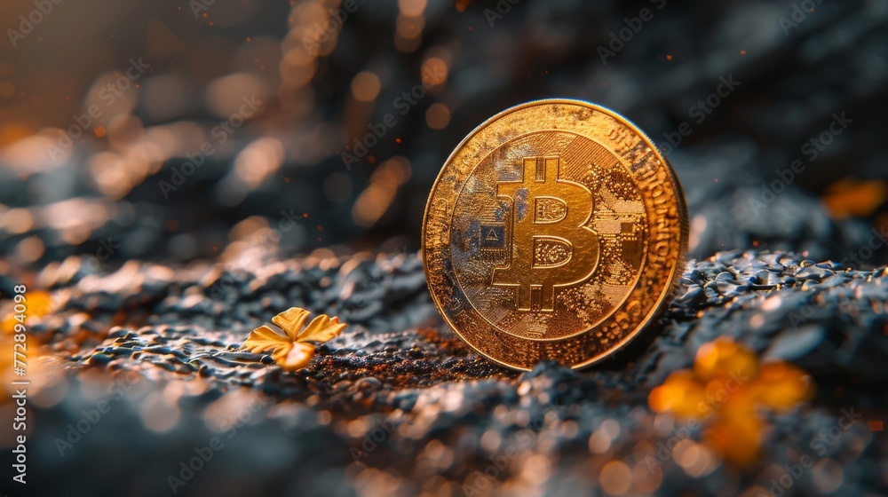 Poster Digital money Libra coin in a futuristic theme based on cryptocurrency technology...