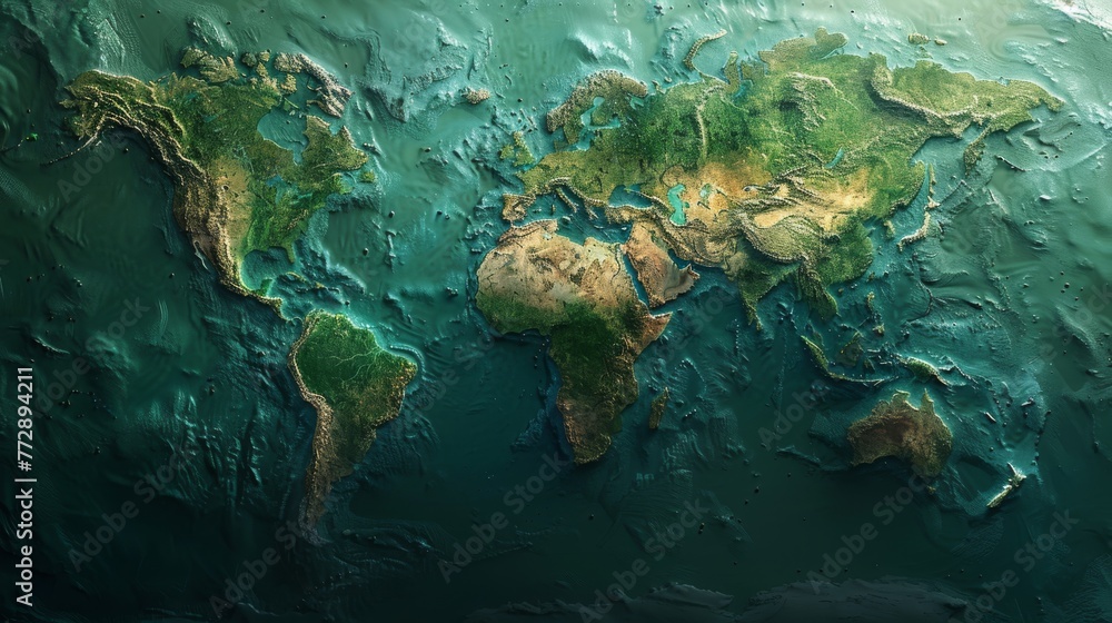 Poster terrain map in futuristic style with technology data