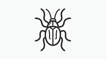 Bug line icon on white background  Flat vector 