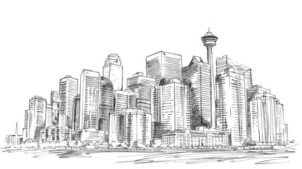 Building view with landmark of Calgary isolated the city in