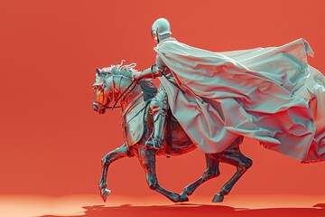 A knight on horse with a sword in hand in medieval theme