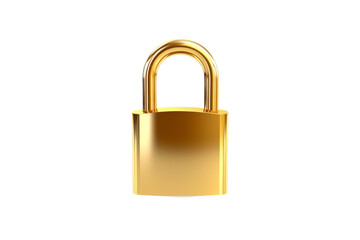 Naklejka premium Shiny Golden Padlock on White Background. On a White or Clear Surface PNG Transparent Background..