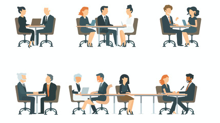 Business people meeting at the table  set of vector