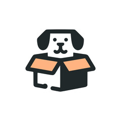 dog inside a box logo vector illustration template design