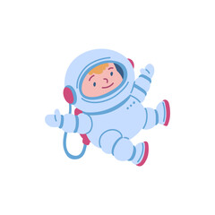 Floating child astronaut vector illustration