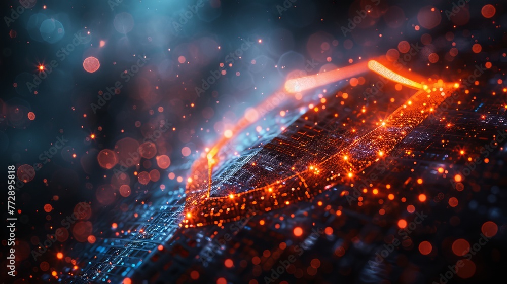 Poster Conceptual representation of data protection technology, modeled as a shield with a digital communication element
