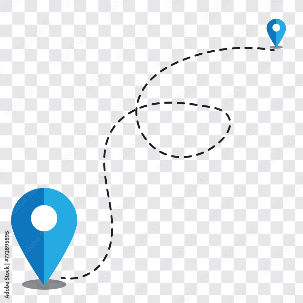 Poster set of map pointers icons with soft shadow in flat style.
