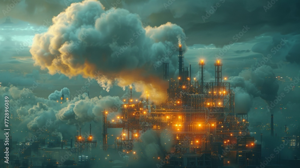 Poster the idea of industry 4.0 or the internet of things (iot), which combine clouds and industrial buildi