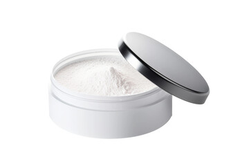 White Container Filled With White Powder. On a White or Clear Surface PNG Transparent Background..