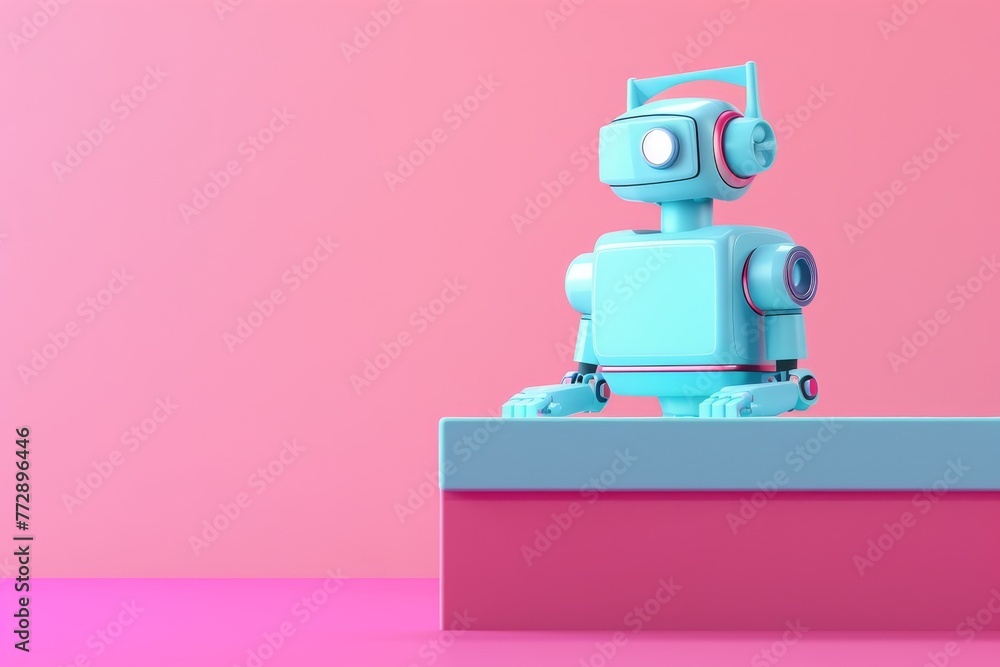 Poster a robot is standing on a background