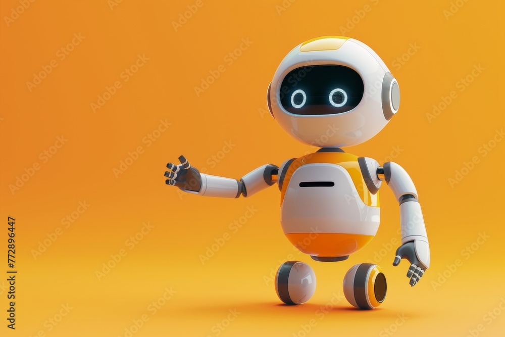 Poster a robot is standing on a background