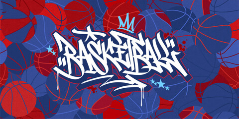 Abstract Hip Hop Urban Street Art Graffiti Style Streetball Or Basketball Background