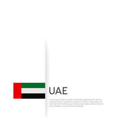 United arab emirates flag background. State patriotic uae banner, cover. Document template with uae flag on white background. National poster. Business booklet. Vector illustration, simple design