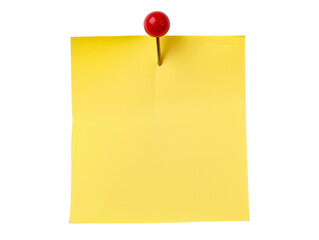 Yellow sticky note isolated on transparent or white background, png