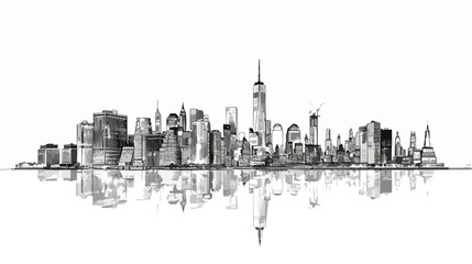 City graphic black white cityscape skyline sketch illustration