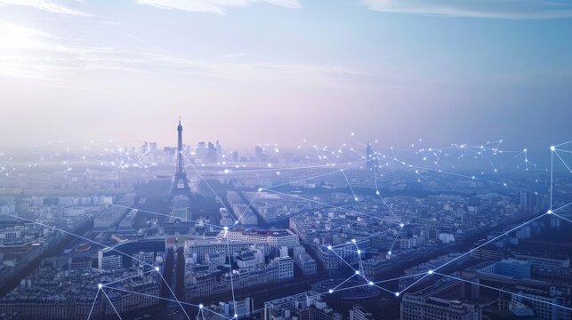 Aerial View of the Eiffel Tower in Paris