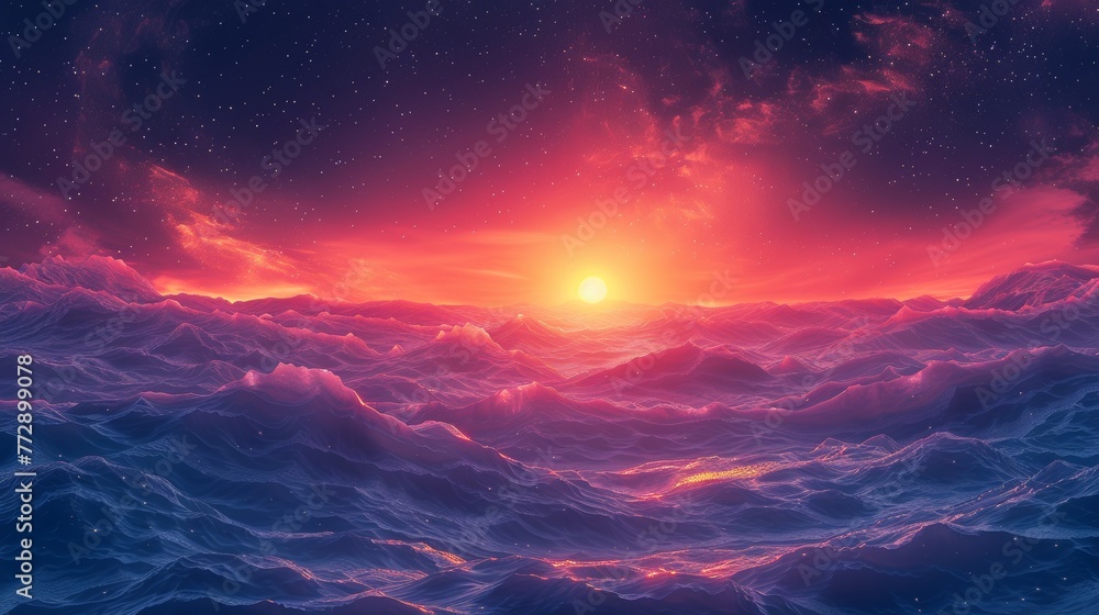 Aufkleber an image of polygonal land with outer space in the background