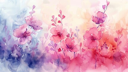 Watercolor flowers. Manual composition. Pastel colors. Spring. Summer