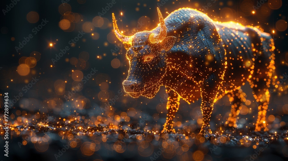 Aufkleber concept of cryptocurrency bullish, financial element with a bull market graphic of bitcoin