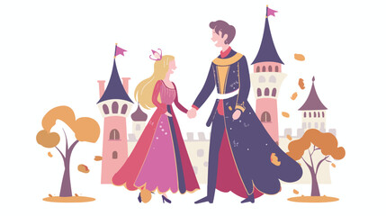 Computer graphics of fairy tale scene with prince