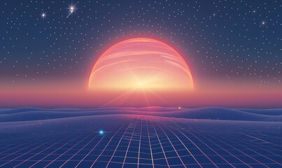 Glowing Galaxy A Vibrant Night Sky with a Pink Sunset Generative AI