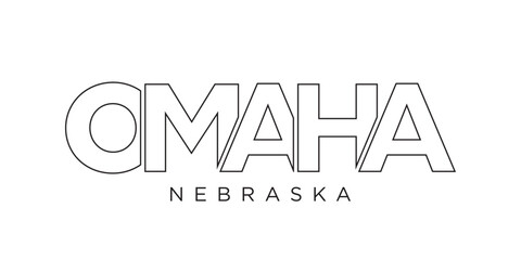 Omaha, Nebraska, USA typography slogan design. America logo with graphic city lettering for print and web.
