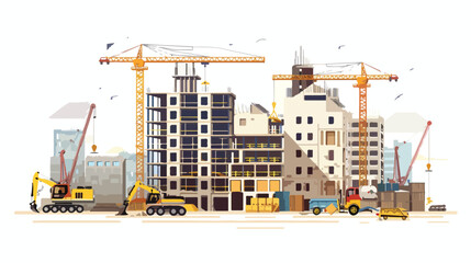 Construction site developing vector illustration Flat