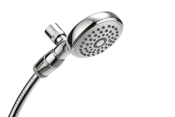 Modern Shower Head With Attached Hose. On a White or Clear Surface PNG Transparent Background..