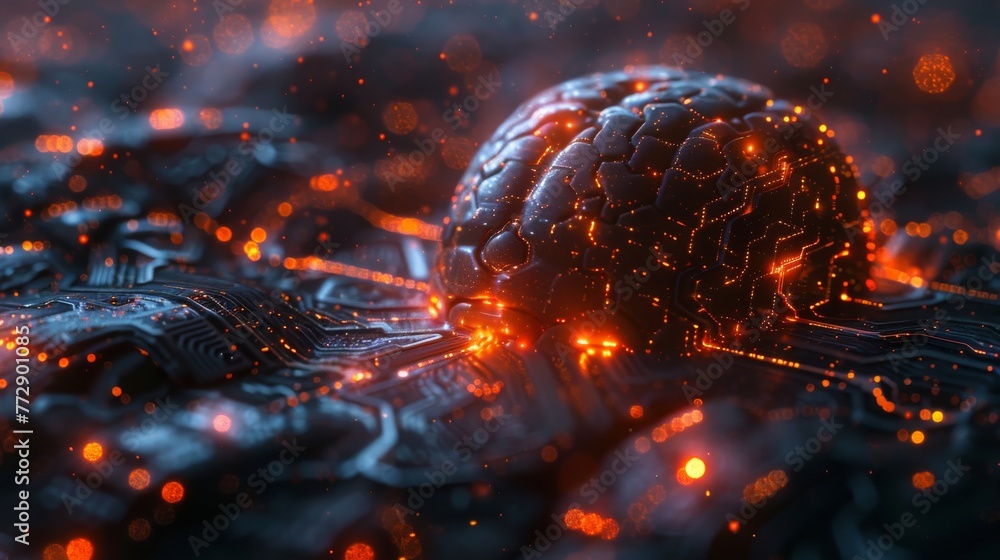 Aufkleber An illustration of a machine learning or deep learning concept with an interface based on cyber technology