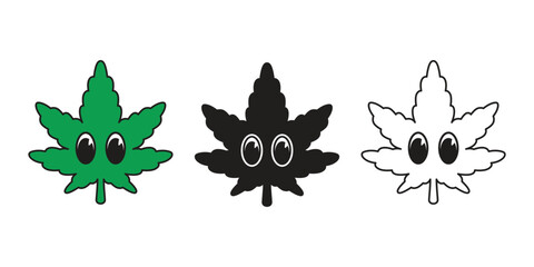 Weed vector Marijuana leaf cartoon character eye cannabis icon logo symbol doodle illustration clip art design