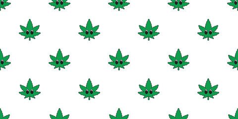 Weed seamless pattern cannabis leaves eye cartoon Marijuana leaf vector scarf isolated plant flower gift wrapping paper tile background repeat wallpaper illustration design