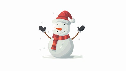 Cute snowman model Flat vector isolated on white background