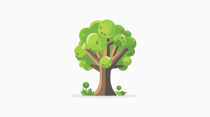 Cute tree plant with earth isolated icon Flat vector
