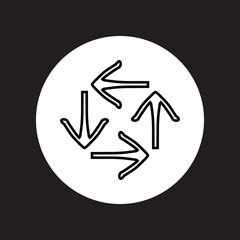 Repeat icon vector. Recycle logo design. Rotation vector icon illustration in circle isolated on black background