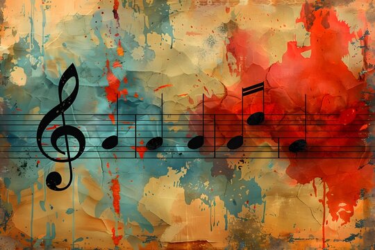 Abstract Painting With Music Notes