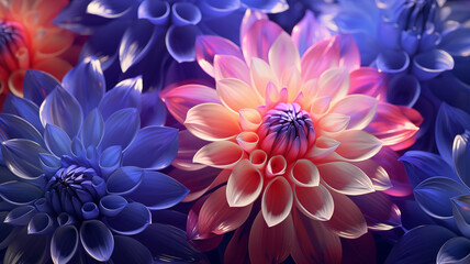 Beautiful 3D holographic crystal flower illustration background material
