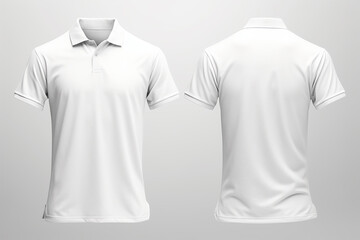 Front and back dark white polo shirt mockup white background. Ai generated