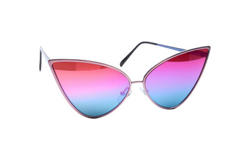 Pink and Blue Sunglasses on White Background. On a White or Clear Surface PNG Transparent Background..