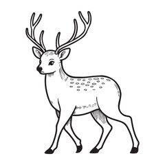 Line art of deer cartoon walking vector