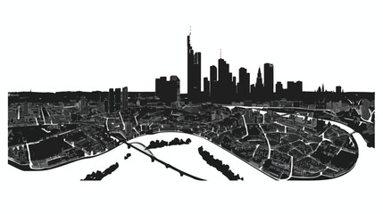 Frankfurt am Main city map silhouette isolated on white